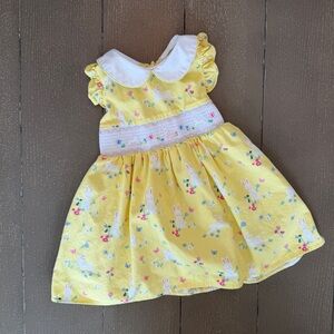 GoodLad Adorable Toddler Girls’ Smocked Yellow Easter Bunny Dress • Size 3T